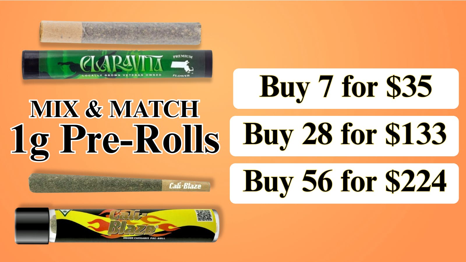 Cape Cod Cannabis Recreational Dispensary 1g Pre-Roll Mix N Match Offer