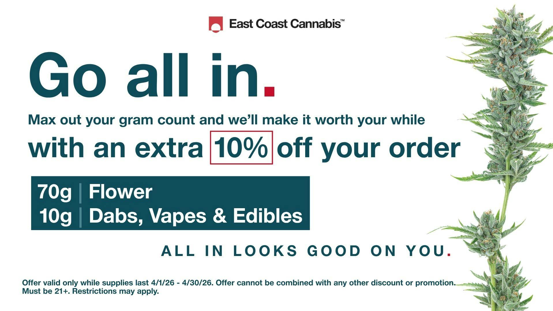 East Coast Cannabis - Eliot Go All In - Max Out Your Gram Count!