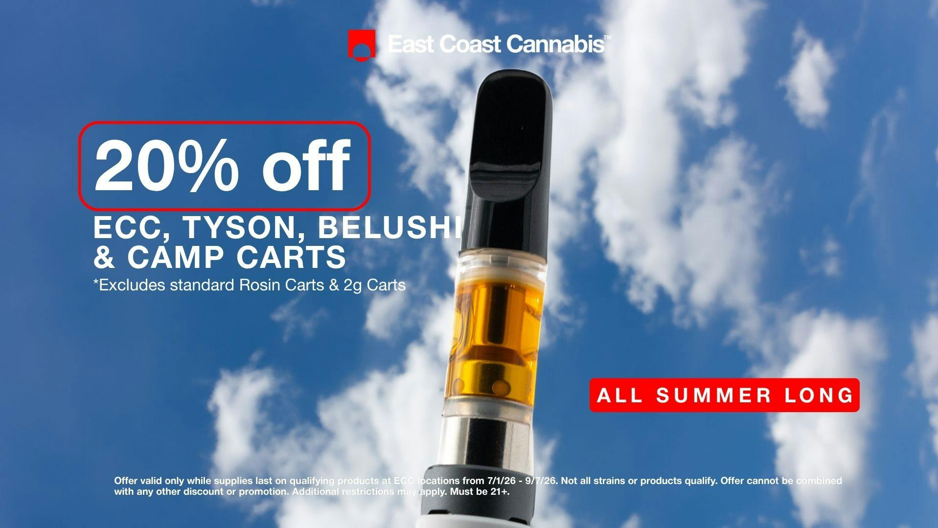 East Coast Cannabis - Lebanon 20% Off Select ECC, Tyson, Belushi, & Camp Carts!