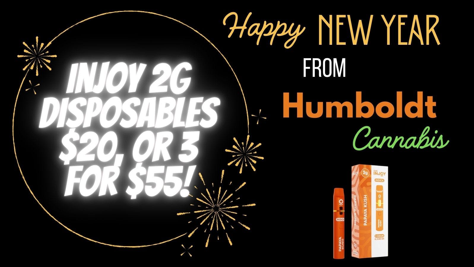 Humboldt Cannabis - Bartlesville Injoy 2G Disposable are $20.00 or 3 for $55.00!