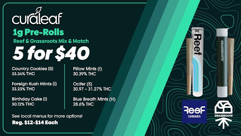 Curaleaf - Palm Harbor Mix & Match 1g Pre-Rolls - Get 5 for $40