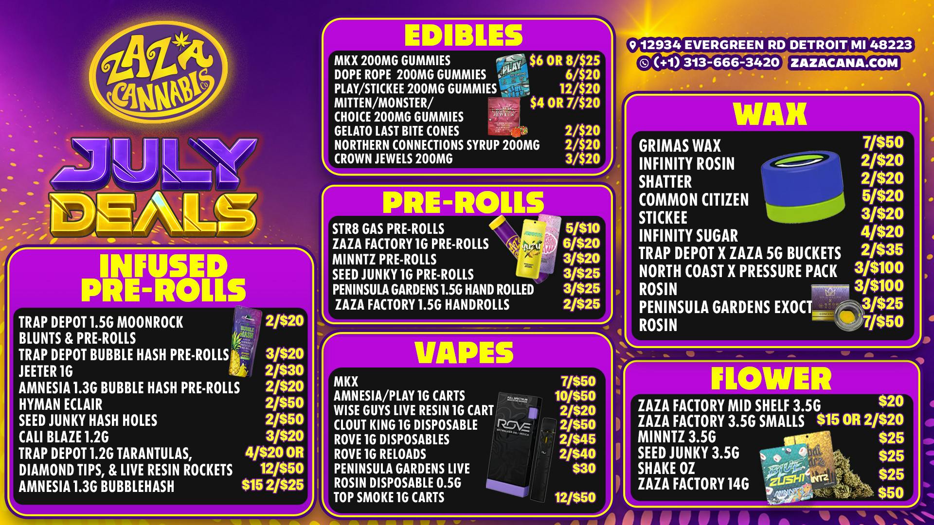 Zaza Cannabis Co Zaza July Deals: Vapes, Wax, Flower & More Today!