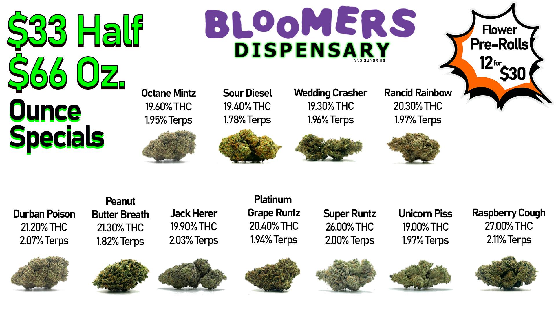 Bloomers Dispensary and Sundries - Drive Thru! $33 Half & $66 Ounce Specials