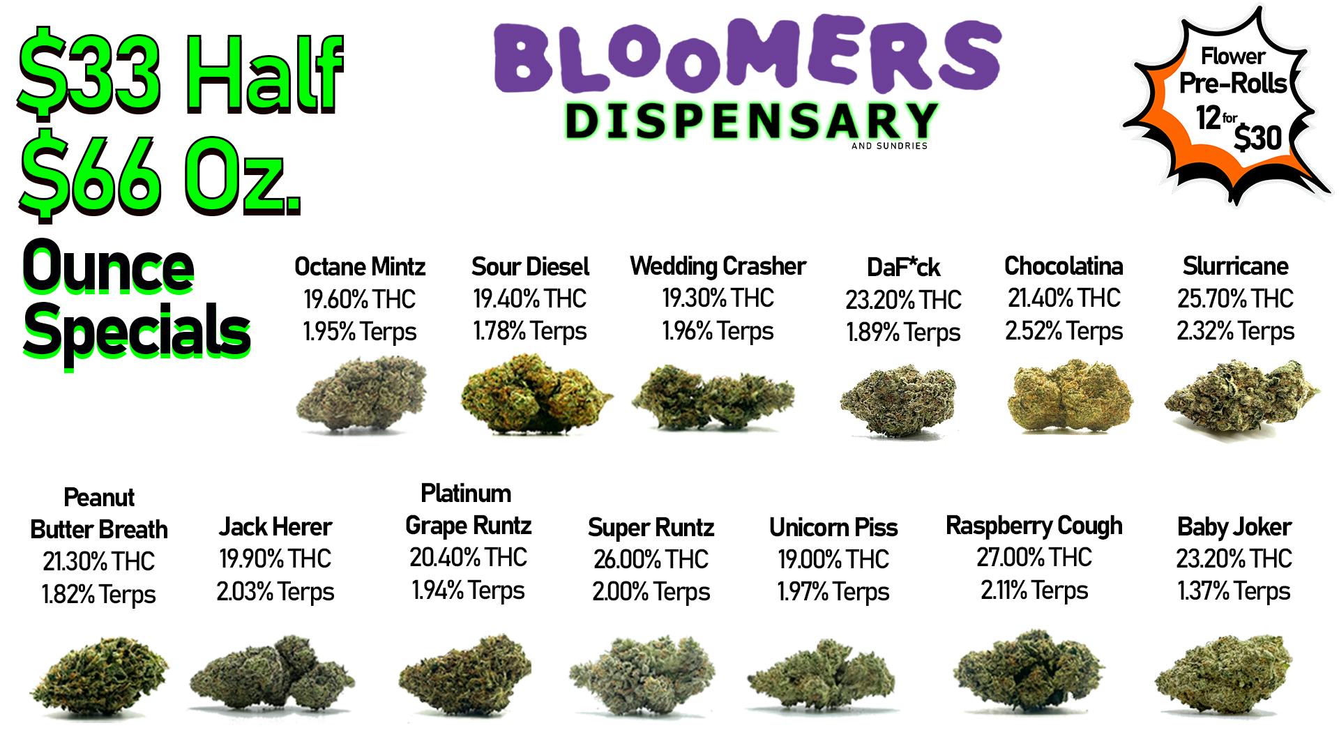Bloomers Dispensary and Sundries - Drive Thru! $33 Half & $66 Ounce Specials