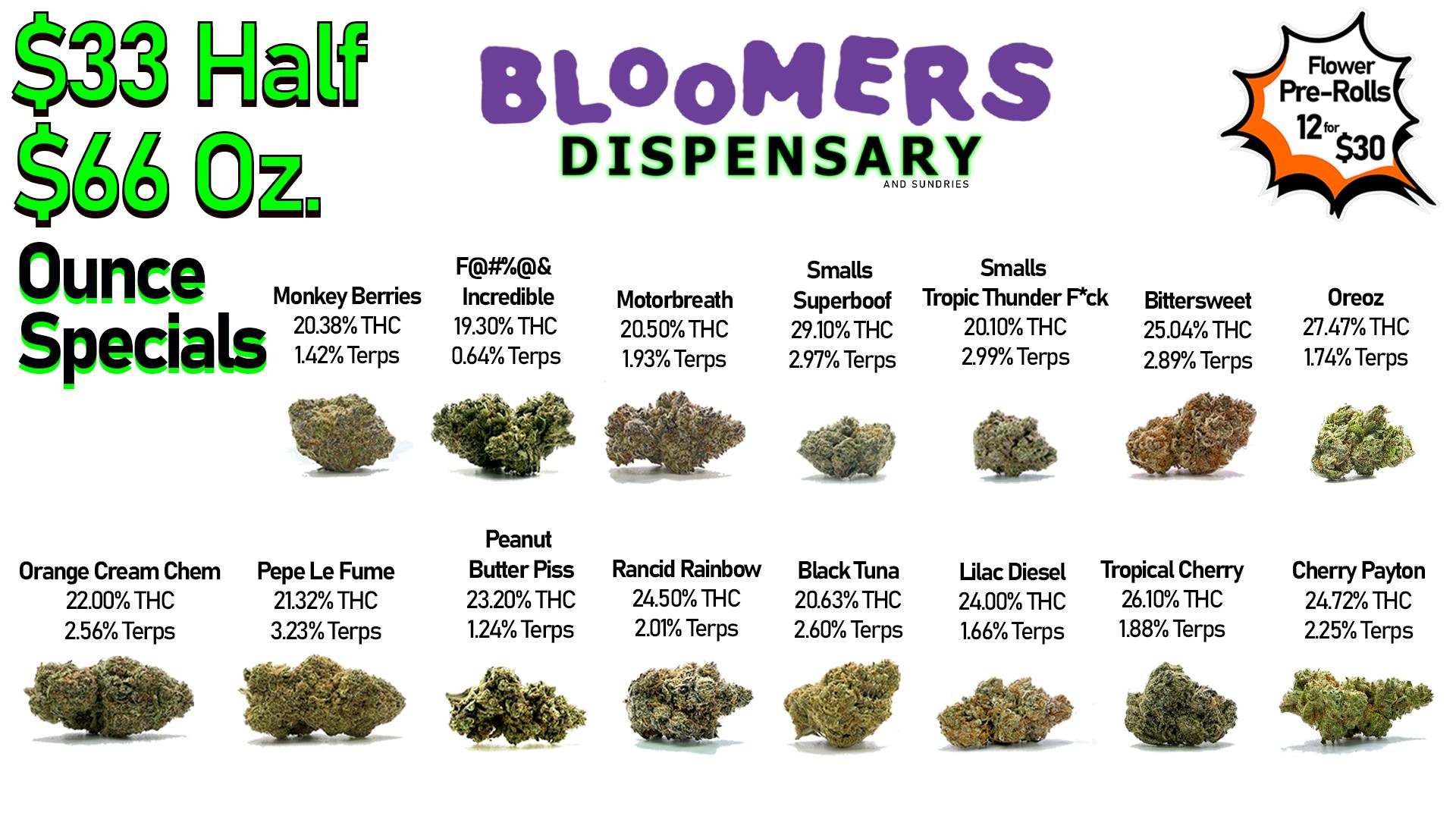 Bloomers Dispensary and Sundries - Drive Thru! $33 Half & $66 Ounce Specials