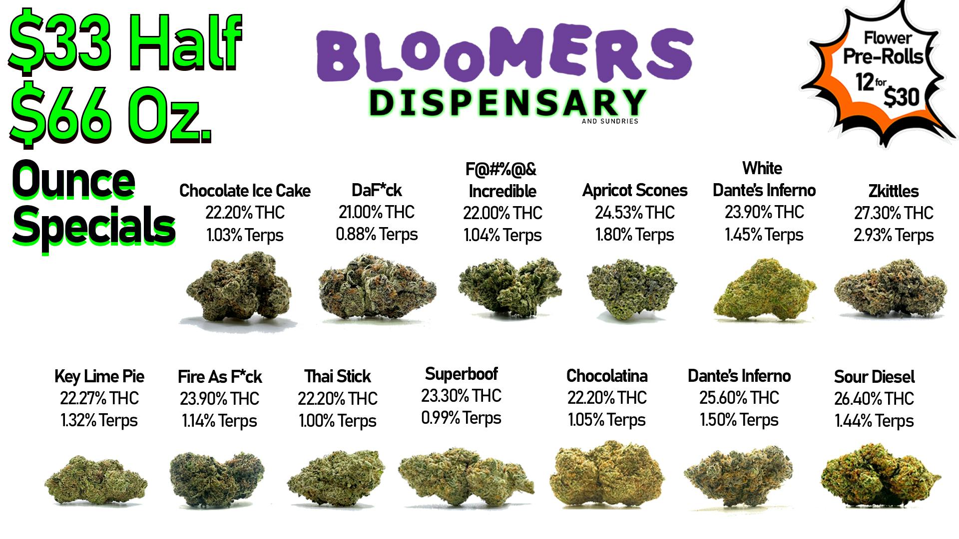 Bloomers Dispensary and Sundries - Drive Thru! $33 Half & $66 Ounce Specials
