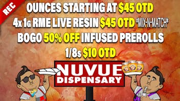 NuVue - Pueblo North 20% off 2g RME Disposables, & more deals..