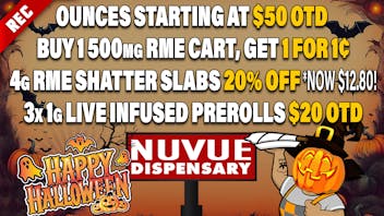 NuVue - Pueblo East $10 OTD 1/8s, 10x 1.2g PreRolls $38 OTD, & more...