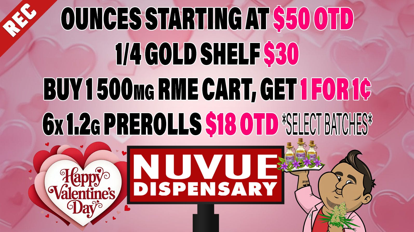 NuVue - Pueblo East 3 Infused PreRolls $20 OTD – 1/8s start @ $5 OTD