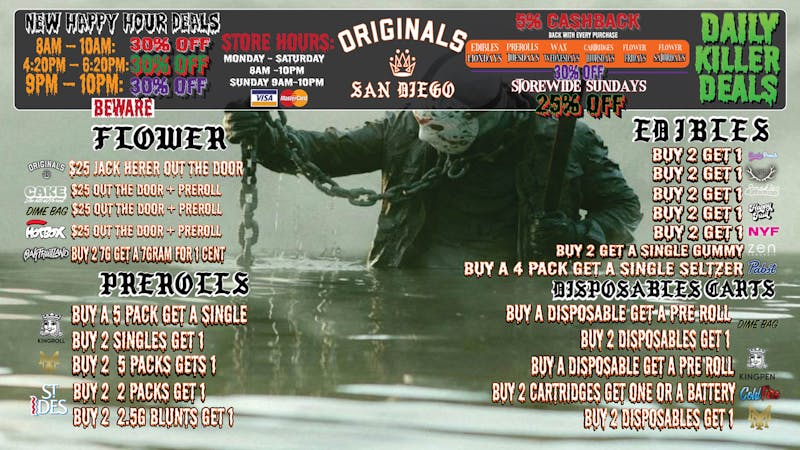 Originals San Diego FTP 50% OFF - HAPPY HOUR 30% OFF