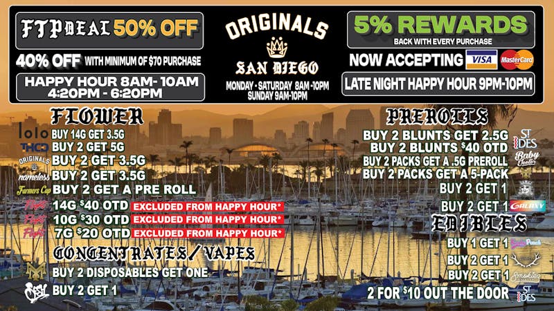 Originals San Diego 30% off New Happy Hour -Daily Deals