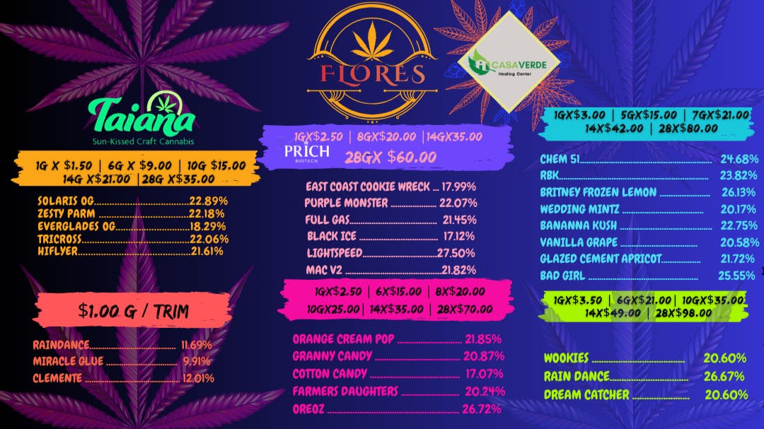Casa Verde Healing Center TRIM $1.00G -FLORES $1.50G /$2.50G /$3.00G /$3.50G