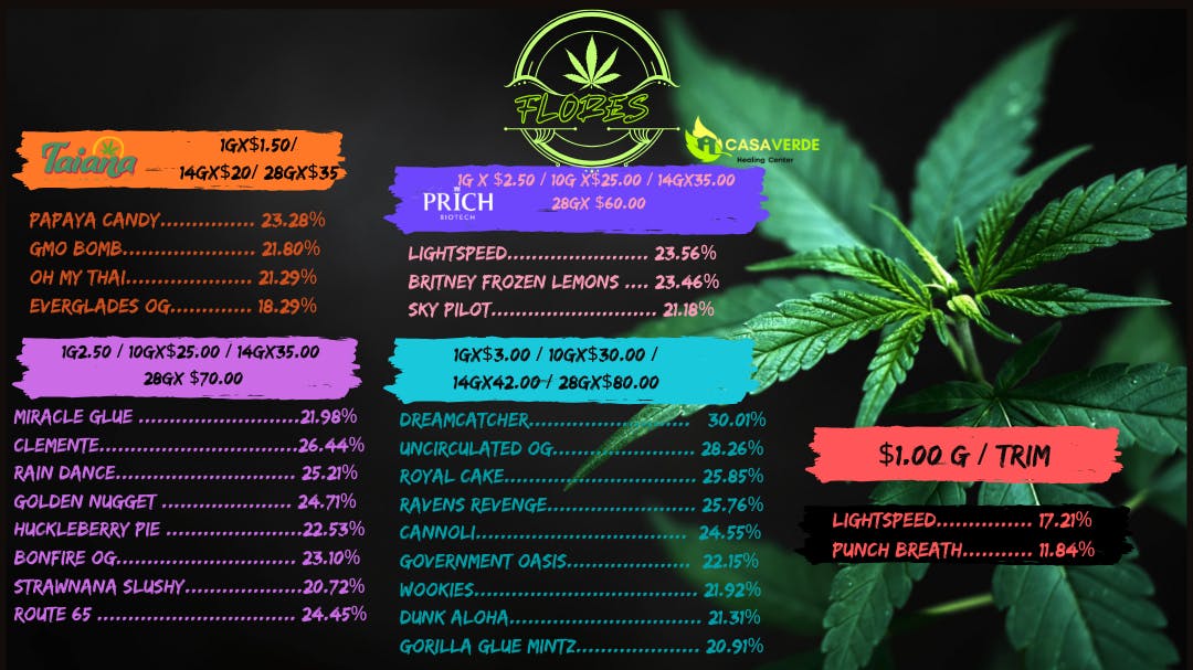 Casa Verde Healing Center TRIM $1.00G -FLORES PRICH : $2.50G /$3.00G