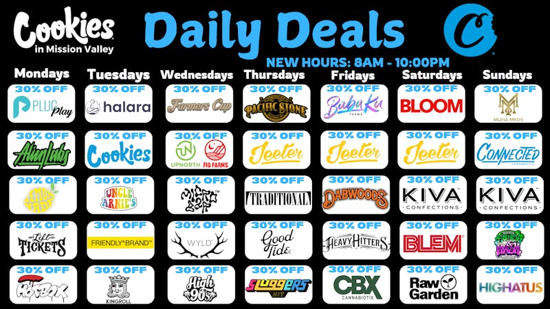 Cookies Mission Valley 30% OFF OUR TOP SELLING BRANDS DAILY!