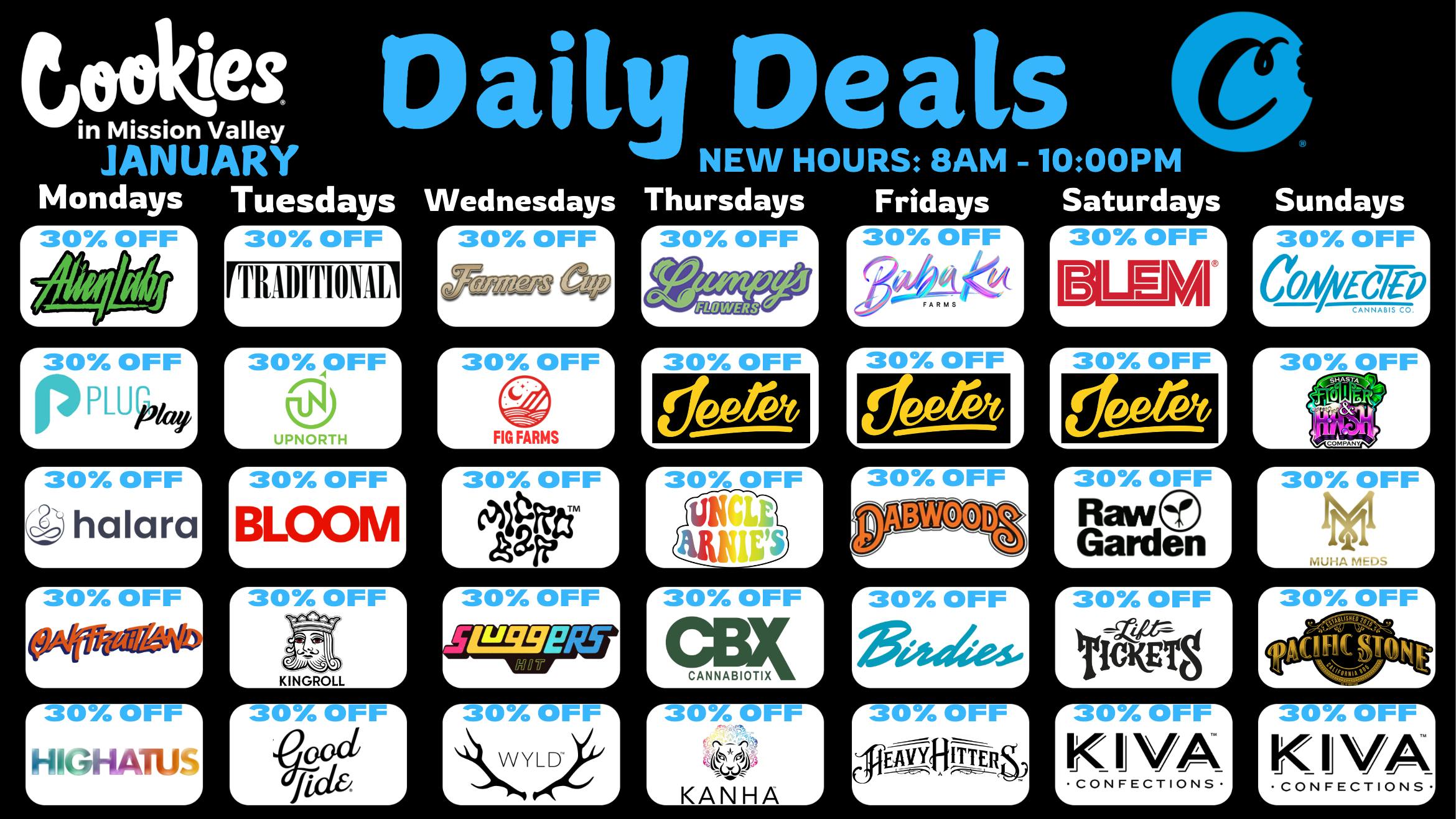 Cookies Mission Valley 30% OFF OUR TOP SELLING BRANDS DAILY!