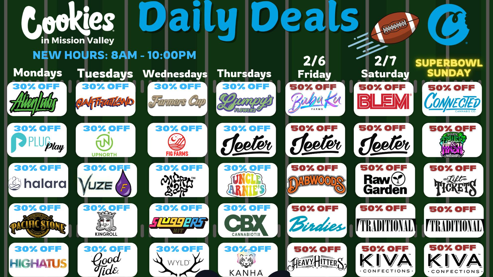Cookies Mission Valley COOKIES MISSION VALLEY SUPERBOWL WEEKEND DEALS