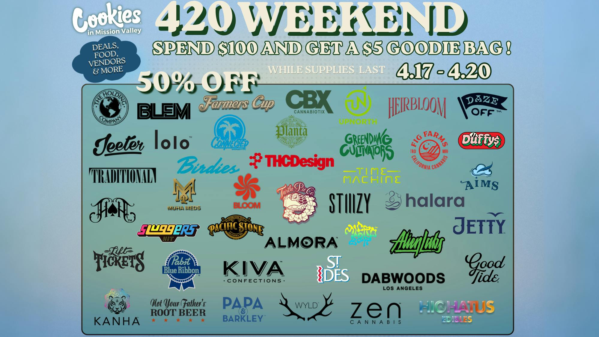 Cookies Mission Valley COOKIES MISSION VALLEY 4.17-4.20 DEALS