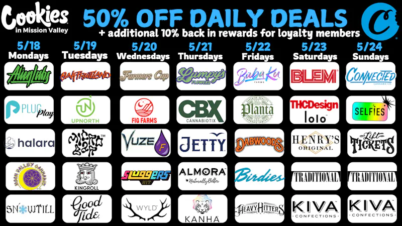Cookies Mission Valley COOKIES MISSION VALLEY 5 YEAR ANNIVERSARY DEALS