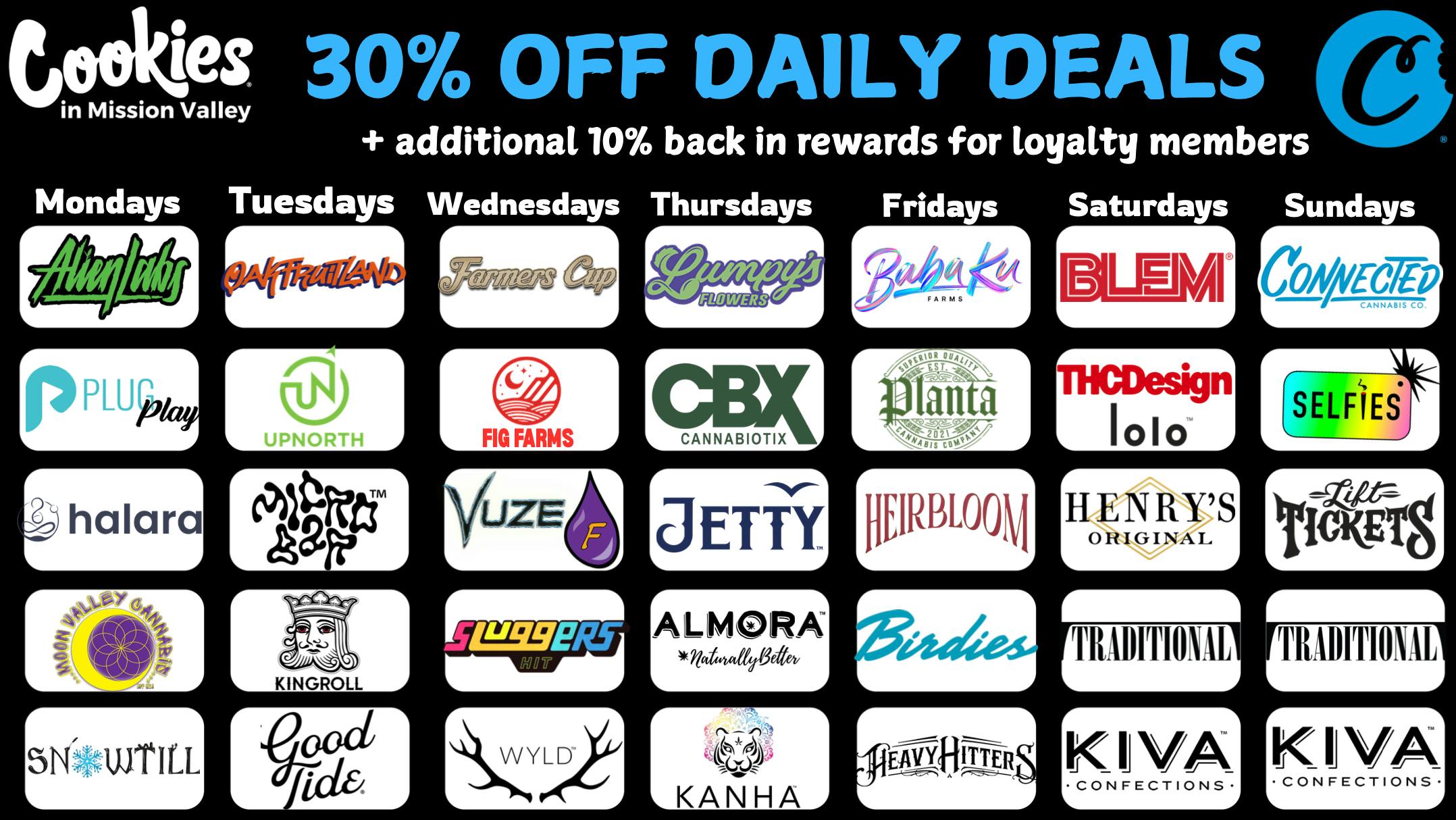 Cookies Mission Valley COOKIES MISSION VALLEY JUNE DAILY DEALS