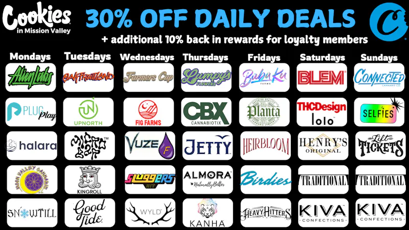 Cookies Mission Valley COOKIES MISSION VALLEY JUNE DAILY DEALS