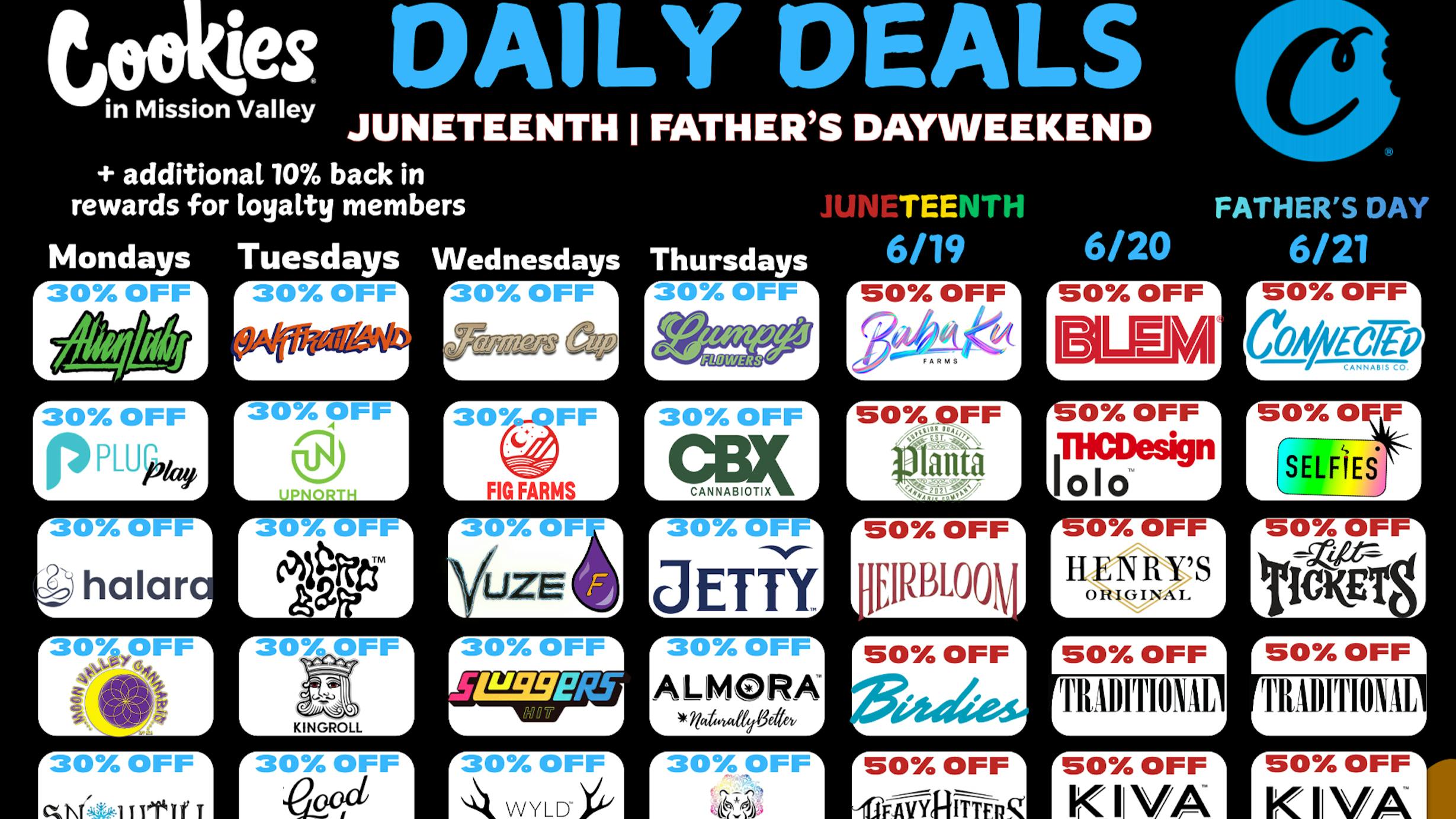 Cookies Mission Valley COOKIES MISSION VALLEY JUNE DAILY DEALS