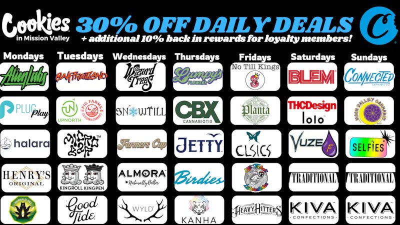 Cookies Mission Valley COOKIES MISSION VALLEY JULY DAILY DEALS