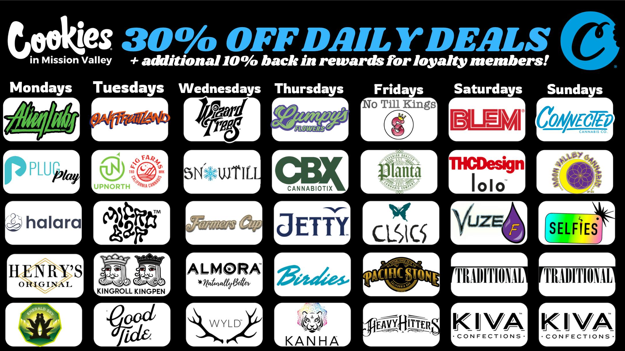 Cookies Mission Valley COOKIES MISSION VALLEY AUGUST DAILY DEALS