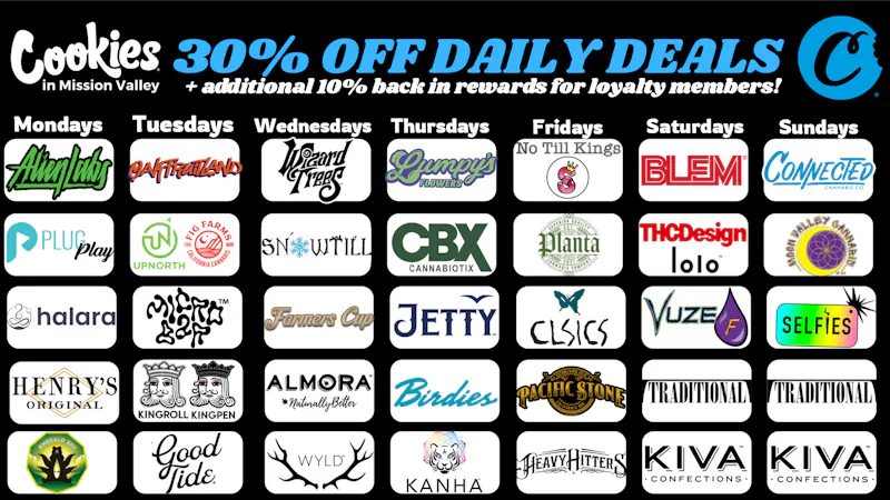 Cookies Mission Valley COOKIES MISSION VALLEY AUGUST DAILY DEALS