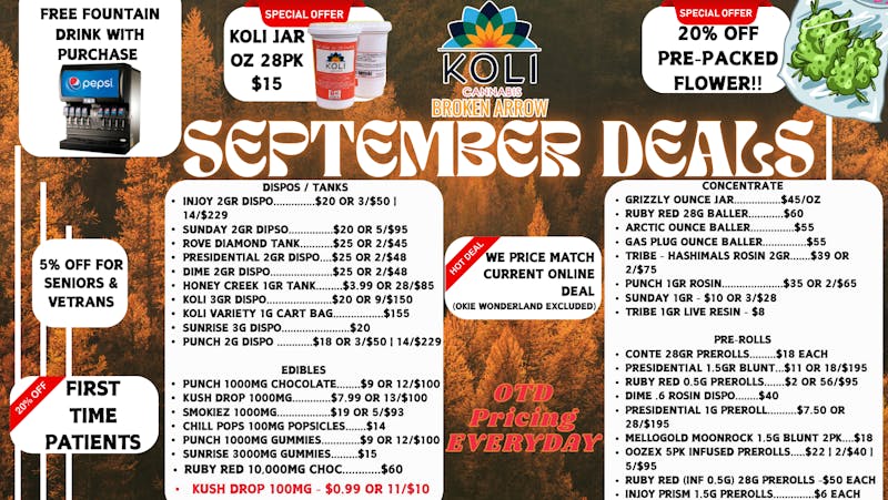 Koli Cannabis - Broken Arrow SEPTEMBER DEALS!