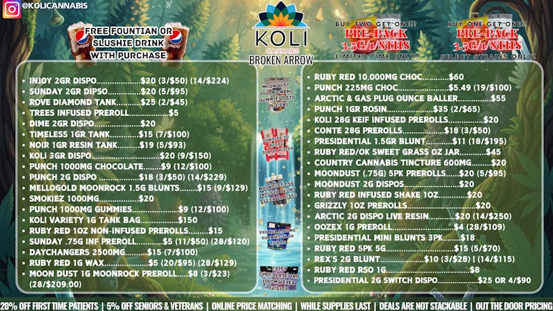 Koli Cannabis - Broken Arrow Soak up the Sun & the Savings!