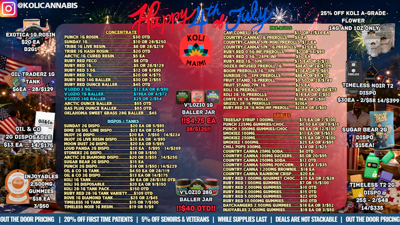 Koli Cannabis - Miami - Drive Thru Happy Fourth of July!!