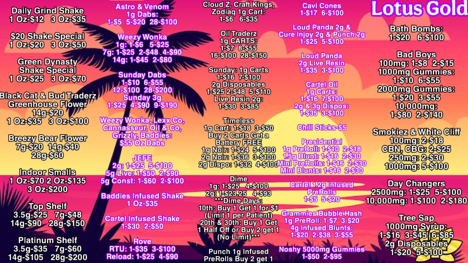 Lotus Gold - Enid - 24 Hours BACK TO SCHOOL BASH 8-29 /ASTRO&VENOM 1G DAB 5-$20