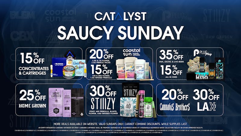 Catalyst Cannabis Dispensary Palm Desert Saucy Sunday Deals