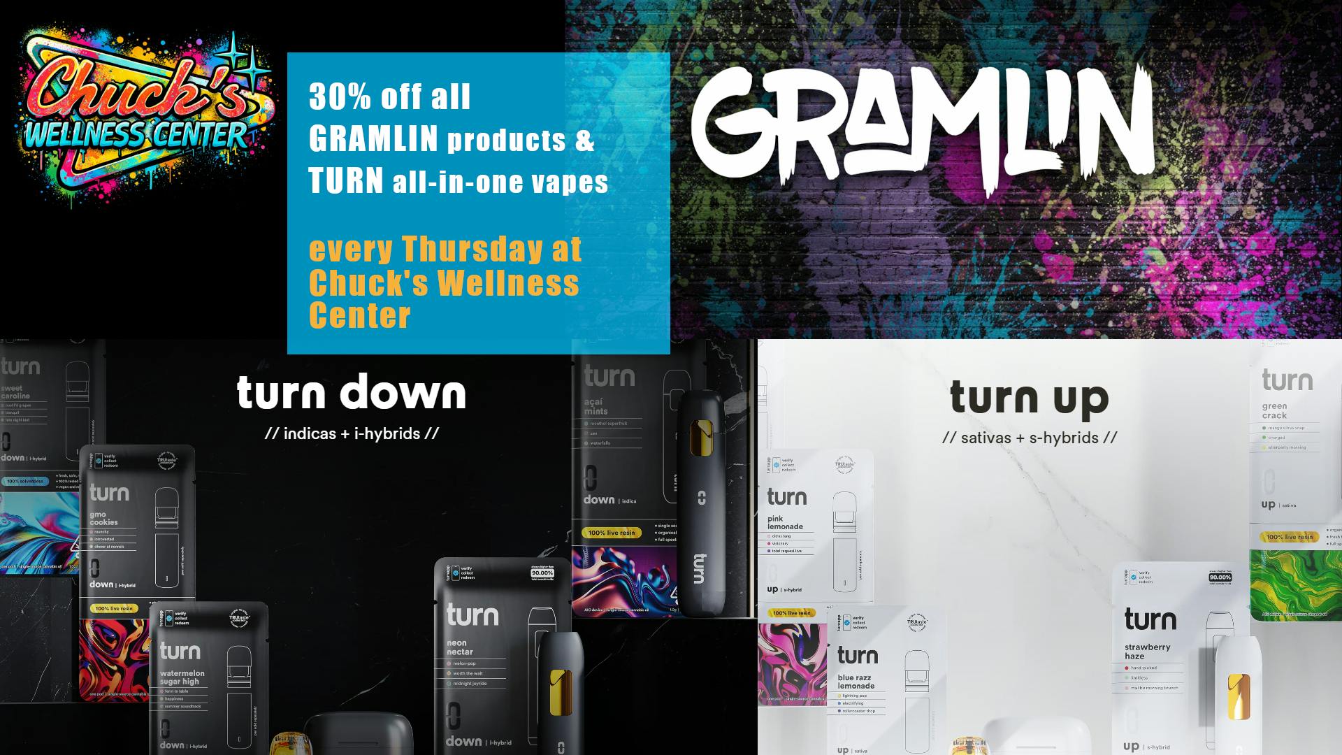 Chuck's Wellness Center - Taxes Included in Prices! 30% OFF ALL GRAMLIN & TURN AIO PRODUCTS!