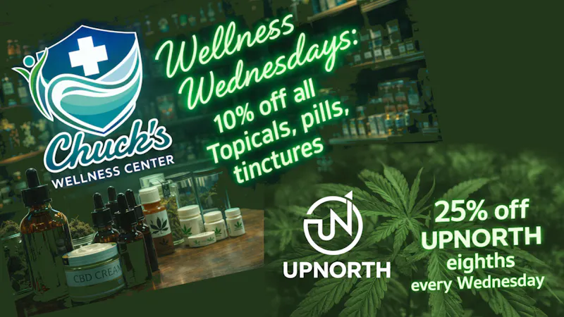Chuck's Wellness Center - Taxes Included in Prices! WELLNESS WEDNESDAY! 30% OFF ABX, CBD & MARY'S