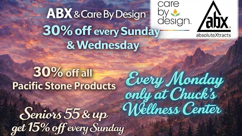 Chuck's Wellness Center - Taxes Included in Prices! 30%off ABX, CARE BY DESIGN & PACIFIC STONE SUNDAYS