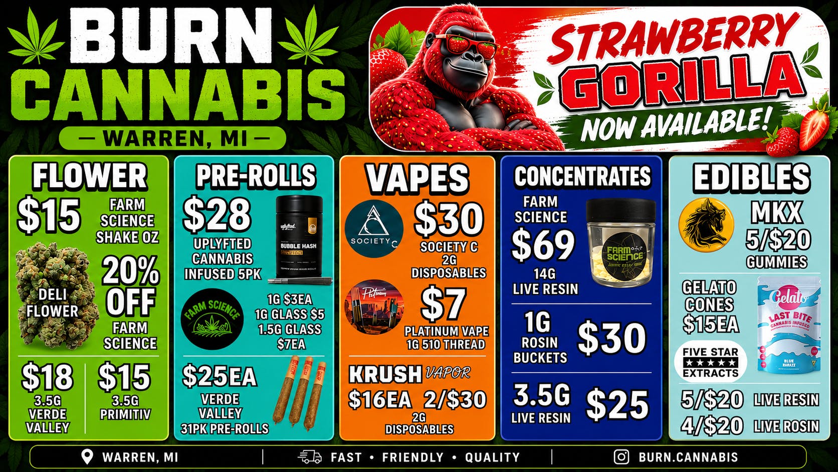 Burn Cannabis Retail - Warren Premium Buds @ Low Prices, Bundle Deals Available