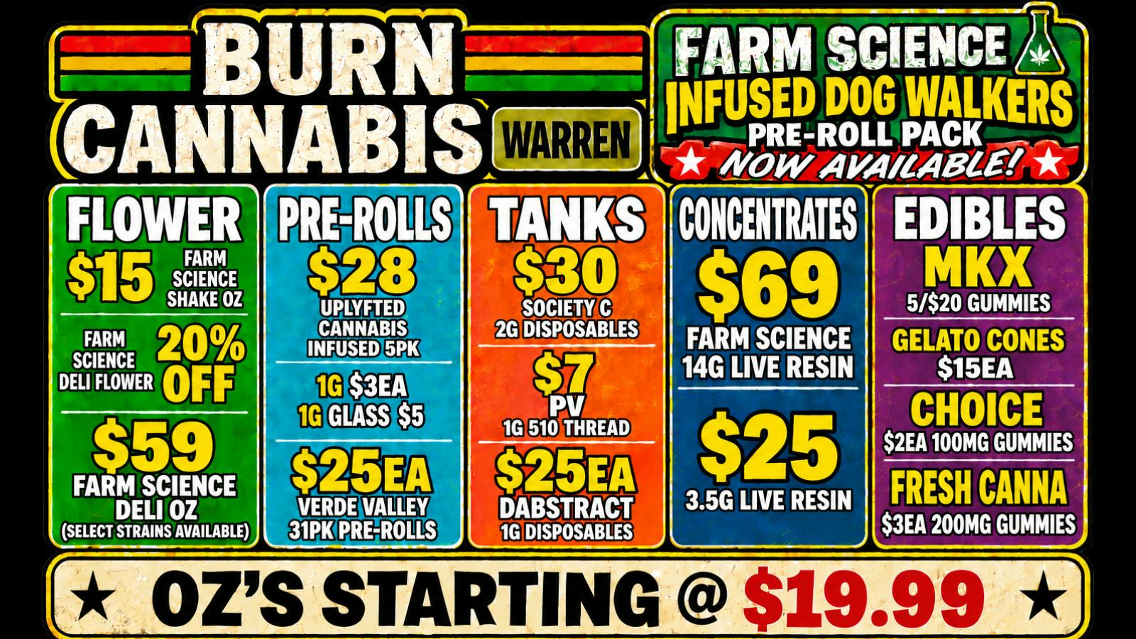 Burn Cannabis Retail - Warren Premium Buds @ Low Prices, Bundle Deals Available