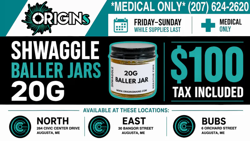 ORIGINs BUBs - Medical $100 Shwaggle Baller Jars -20G