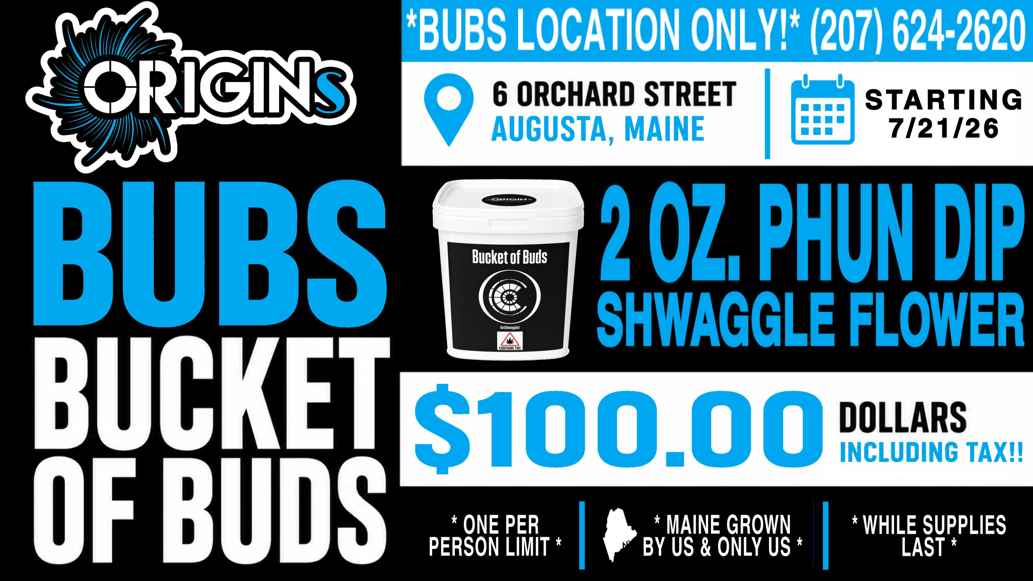 ORIGINs EAST - Medical Bucket of Buds - Phun Dip Shwaggle Flower