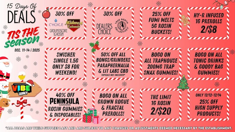 Vibe - Quincy 12/11-12/14 Deals @ Vibe Quincy!