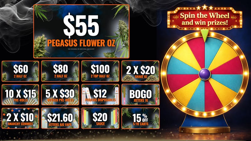 Pegasus “Fly High Fly Pure” Friday! Spin the wheel and win!