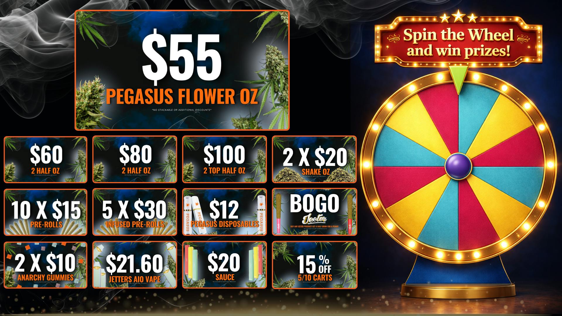 Pegasus “Fly High Fly Pure” Friday! Spin the wheel and win!