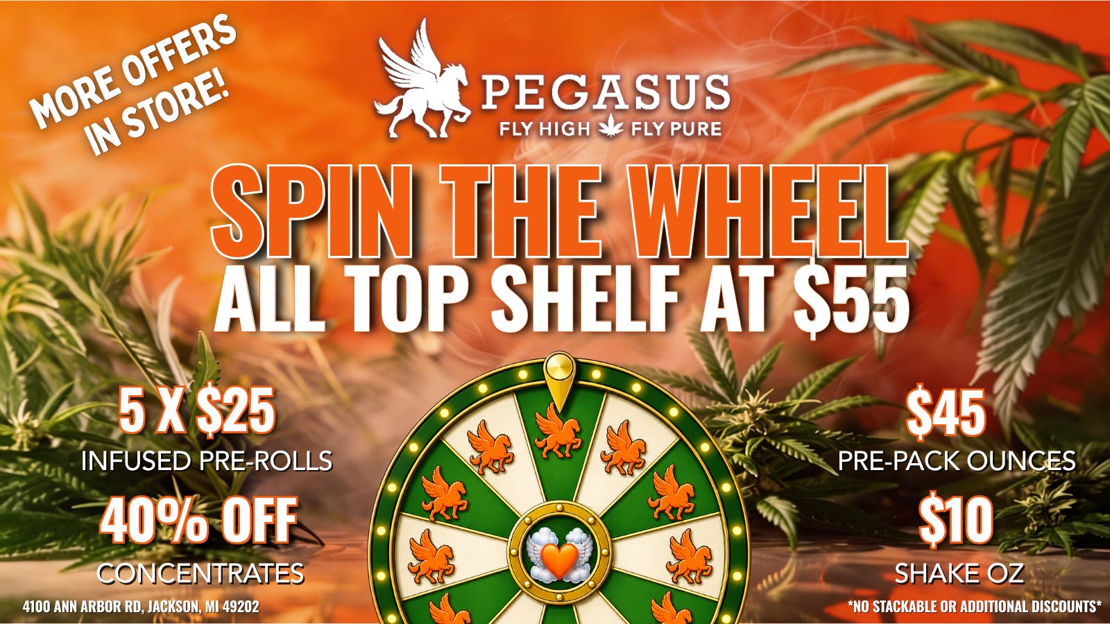 Pegasus “Fly High Fly Pure” Spin The Wheel + Infused Shake $.01