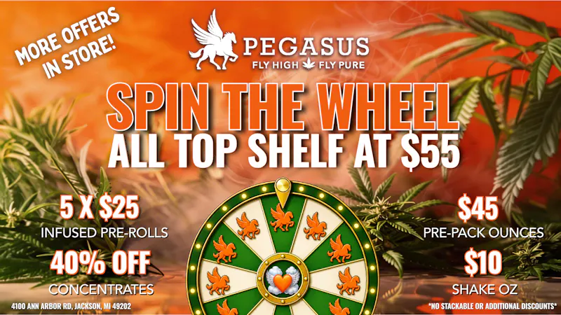 Pegasus “Fly High Fly Pure” Spin The Wheel + Infused Shake $.01