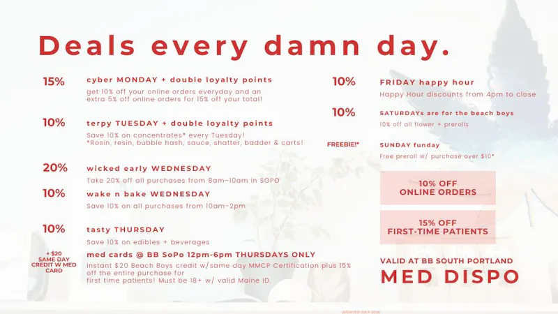 Beach Boys Cannabis Company - SoPo MED DISPO: DAILY DEALS!