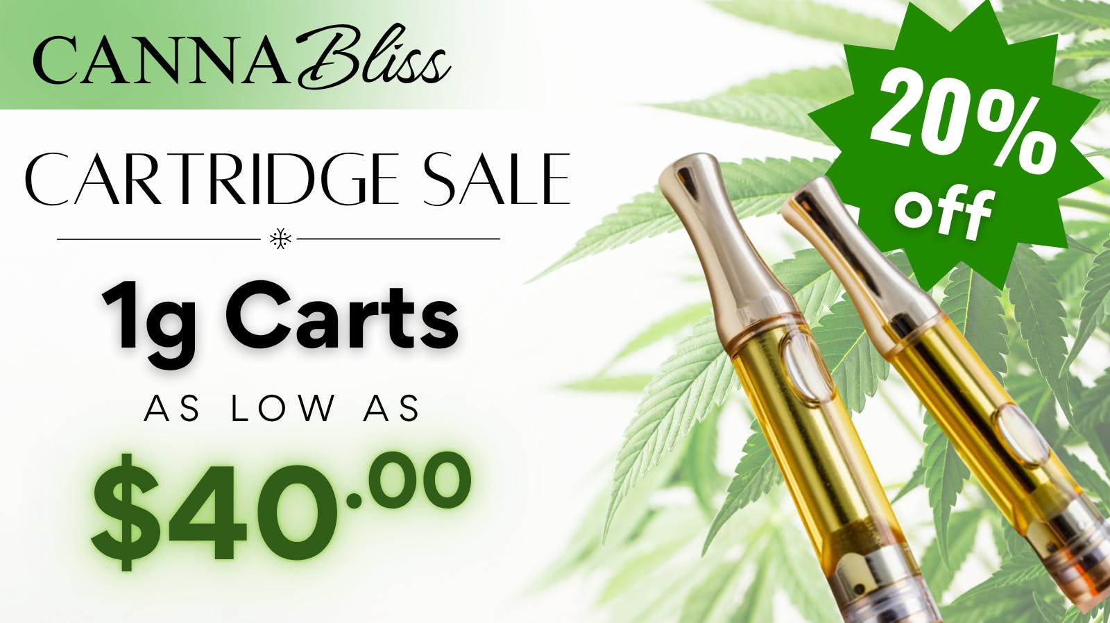 Cannabliss CARTS SALE - 1g as low as $40.00