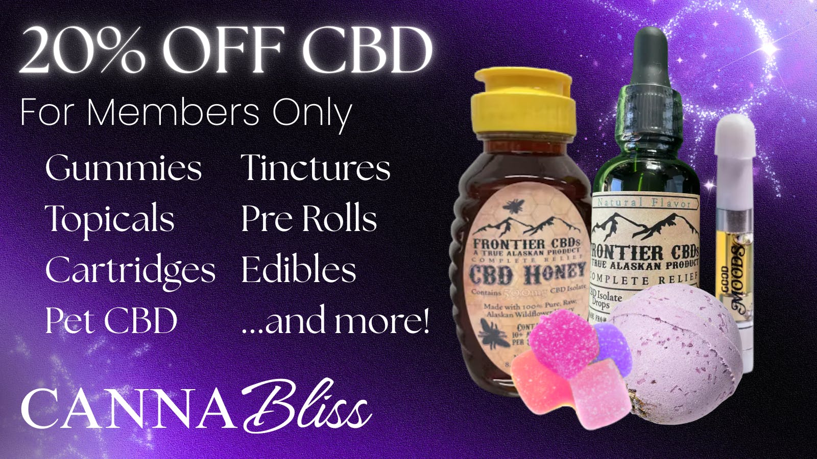 Cannabliss 20% off CBD for Members