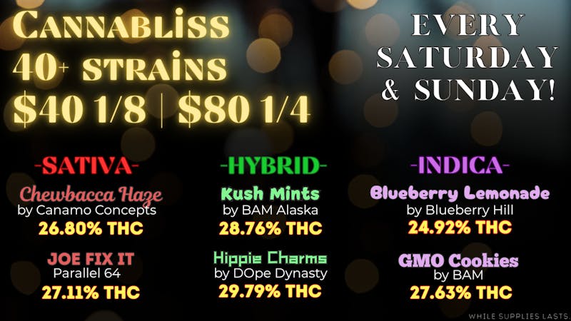 Cannabliss 40+ Strains $40e - $320o or Less