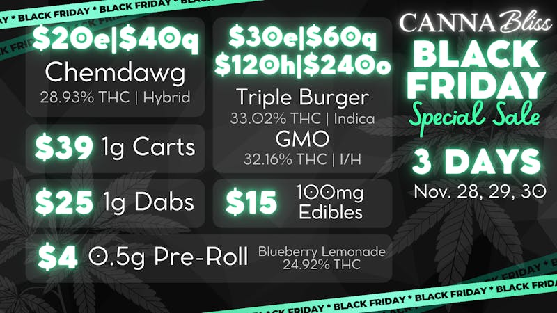 Cannabliss Cannabliss 3 Day Black Friday Sale